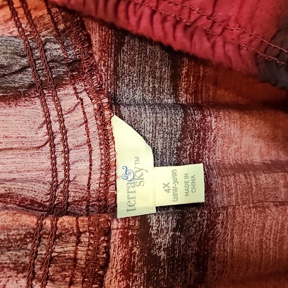 Terra & Sky Womens Peasant LS Maxi Dress Sz 4x NWOT Washy Stripe Tuscan Rose - Picture 4 of 6